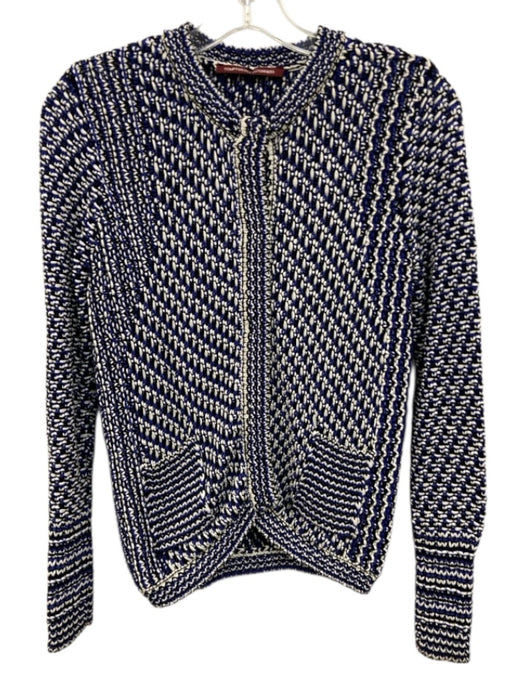 Comptoir des Cotonniers Size L Blue, Black, White Cotton Long Sleeve Sweater Blue, Black, White / L