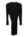 Falconeri Size L Black Wool Long Sleeve 1/4 Button Ribbed Tie Waist Dress Black / L