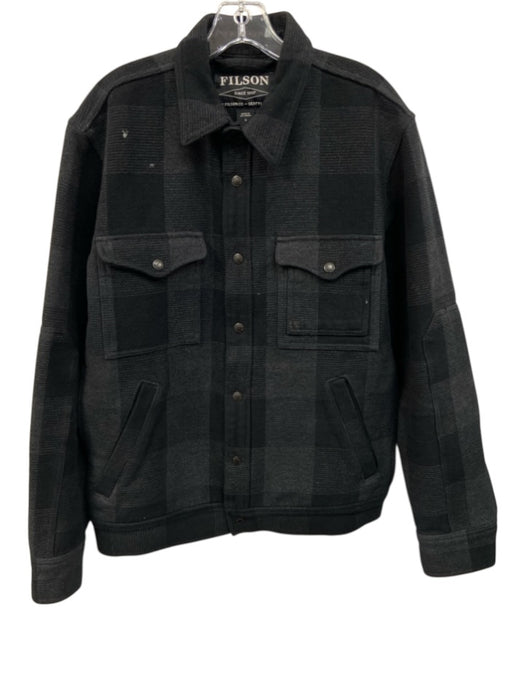 Filson Size S Black & Gray Cotton Checkered Button Down Men's Long Sleeve Shirt Black & Gray / S