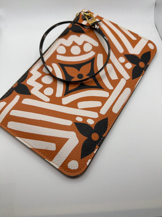 Louis Vuitton Orange & Black Monogram Zip Close Wristlet Bag