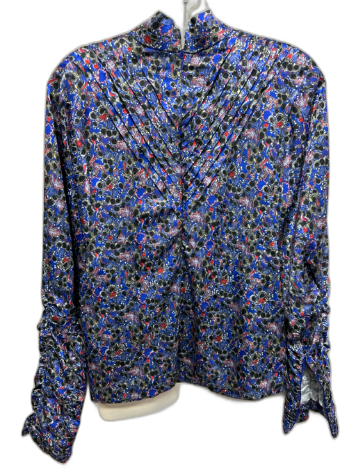 Hunter Bell Size S Navy & Multi Polyester Long Sleeve Pleats Mock Neck Top Navy & Multi / S