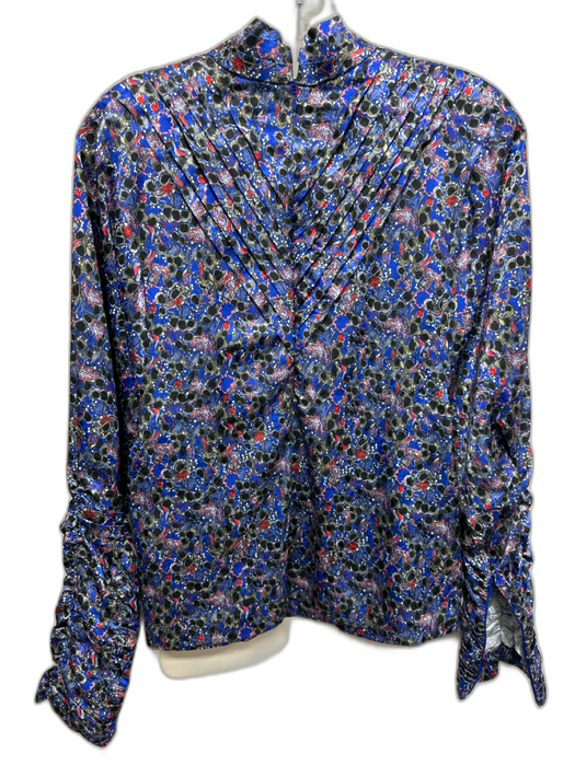 Hunter Bell Size S Navy & Multi Polyester Long Sleeve Pleats Mock Neck Top Navy & Multi / S
