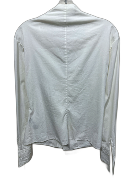 Ralph Lauren Size 8 White Cotton Blend Long Sleeve Button Up Ruffle Top White / 8