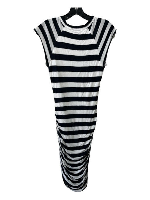A.L.C. Size M Black & White Modal Round Neck Cap Sleeve Striped Dress Black & White / M