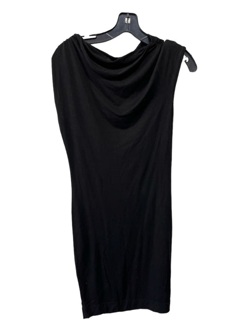 Maj Size XS Black Lyocell blend Mock Neck Cap Sleeve Gathered Shoulder Dress Black / XS