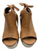 Chloe Shoe Size 40 Brown & Beige Leather Peep Toe Ankle Wrap Studs Wedges Brown & Beige / 40