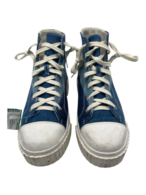 Charles & Keith Shoe Size 40 Blue & White Denim Lug Sole Patchwork Sneakers Blue & White / 40