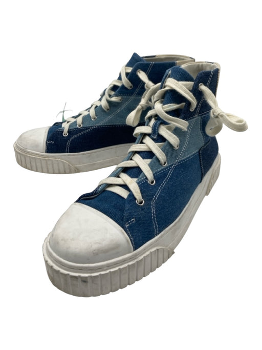 Charles & Keith Shoe Size 40 Blue & White Denim Lug Sole Patchwork Sneakers Blue & White / 40