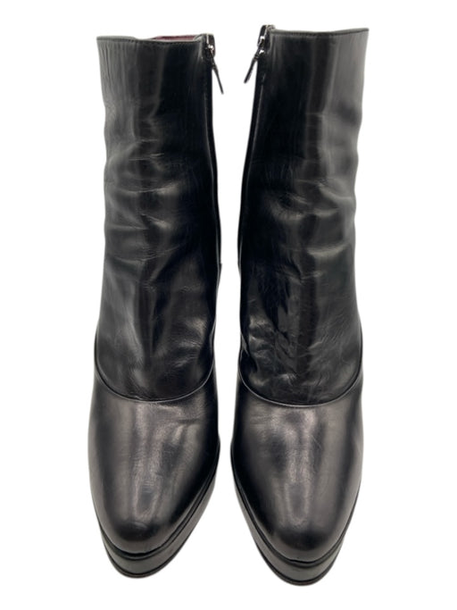 Prada Shoe Size 39.5 Black Leather Almond Toe Platform Side Zip Booties Black / 39.5