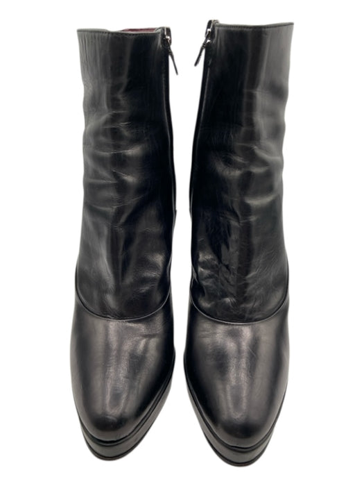 Prada Shoe Size 39.5 Black Leather Almond Toe Platform Side Zip Booties Black / 39.5