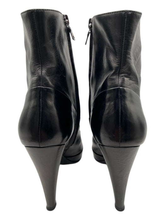 Prada Shoe Size 39.5 Black Leather Almond Toe Platform Side Zip Booties Black / 39.5