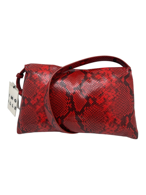 Simon Miller Red & Black Faux Leather Snake Print Adjustable Strap Bag Red & Black / Medium