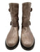 Casadei Shoe Size 10 Taupe Leather Round Toe Buckle Detail Wrinkled Booties Taupe / 10