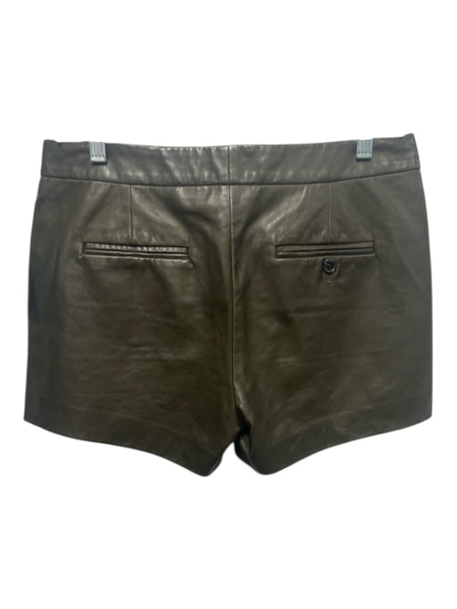 Ralph Lauren Size 4 Olive Green Leather Zip & Hook Closure Back Pocket Shorts Olive Green / 4