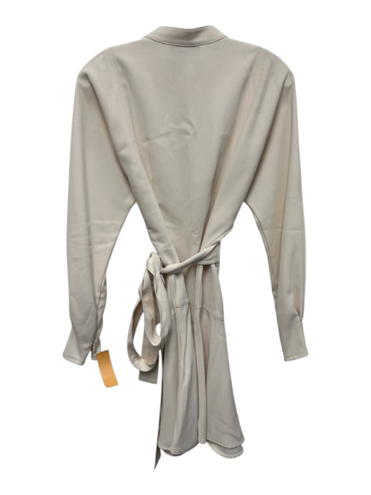 Reiss Size 4 Cream Polyester Button Down Collarless Belt Dress Cream / 4
