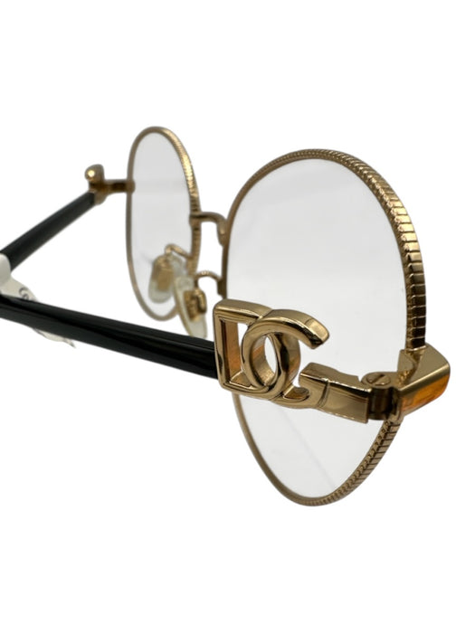 Dolce & Gabbana Gold Tone Metal Bezel Detail Round Glasses Gold Tone