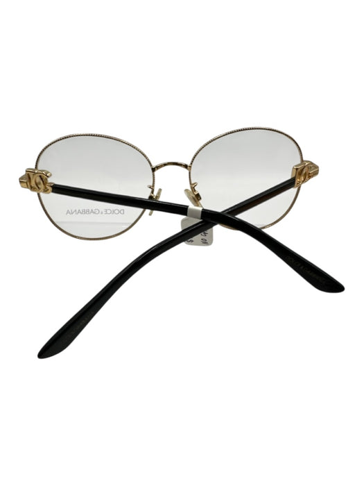 Dolce & Gabbana Gold Tone Metal Bezel Detail Round Glasses Gold Tone