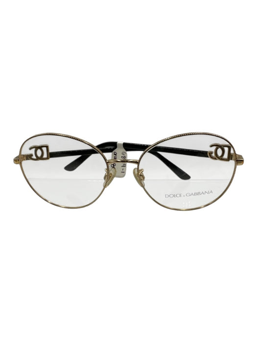Dolce & Gabbana Gold Tone Metal Bezel Detail Round Glasses Gold Tone
