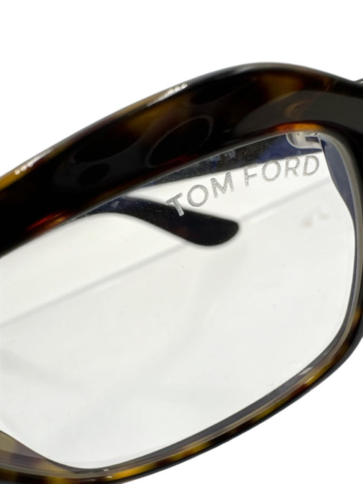 Tom Ford Brown Acetate Tortoiseshell Rectangle Prescription Havana Glasses Brown