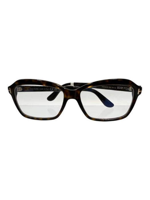 Tom Ford Brown Acetate Tortoiseshell Rectangle Prescription Havana Glasses Brown