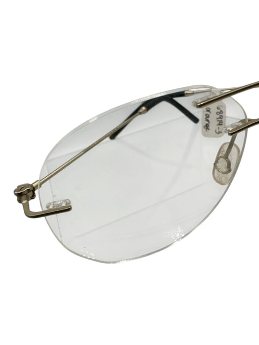 Moncler Silver Tone Metal Aviator Frameless Demo Lens Glasses Silver Tone