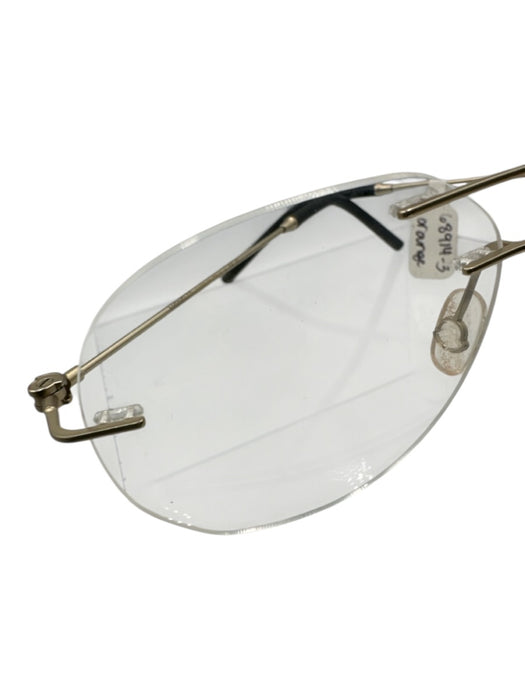 Moncler Silver Tone Metal Aviator Frameless Demo Lens Glasses Silver Tone