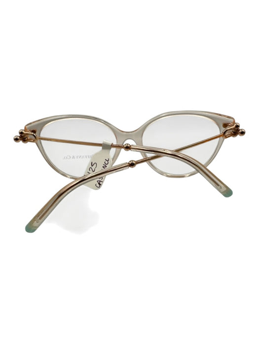 Tiffany & Co. Blush Pink Acetate Clear Frame Cat Eye Demo Lens Round Glasses Blush Pink