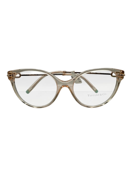 Tiffany & Co. Blush Pink Acetate Clear Frame Cat Eye Demo Lens Round Glasses Blush Pink