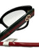 Gucci Black, Red & Green Acetate Web Stripe Rectangle Demo Lens Square Glasses Black, Red & Green