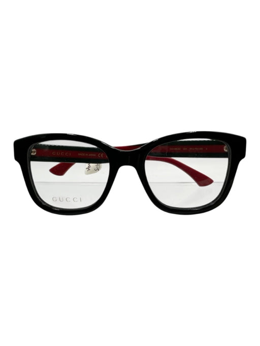 Gucci Black, Red & Green Acetate Web Stripe Rectangle Demo Lens Square Glasses Black, Red & Green