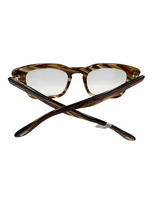 Tom Ford Brown & Clear Acetate Stripe Square Blue Light Glasses Brown & Clear