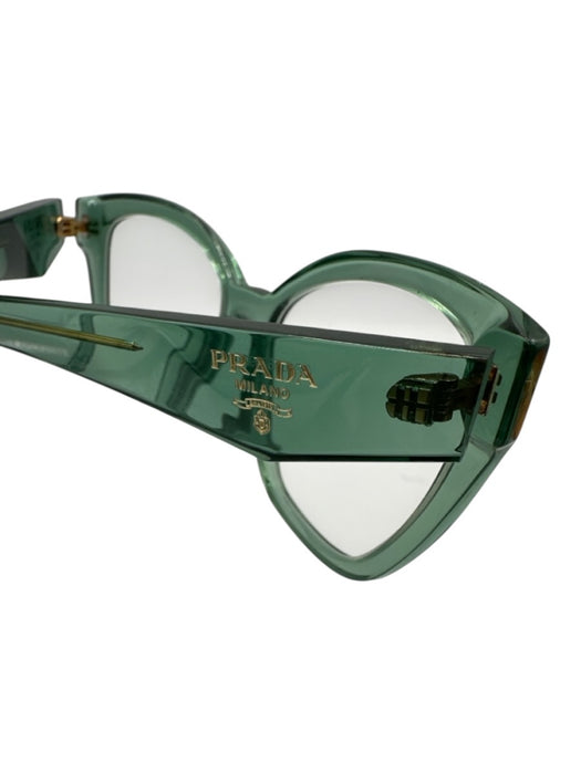 Prada Green Acetate Clear Frame Cat Eye Prescription Geometric Glasses Green
