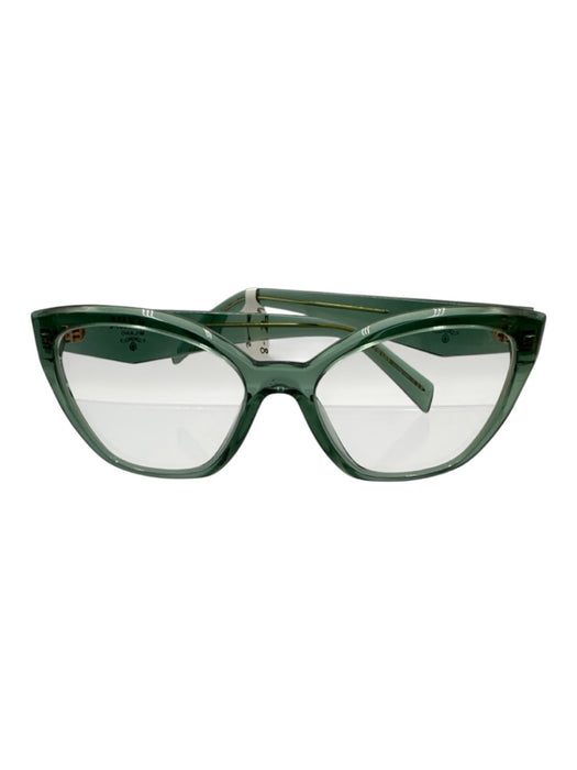 Prada Green Acetate Clear Frame Cat Eye Prescription Geometric Glasses Green