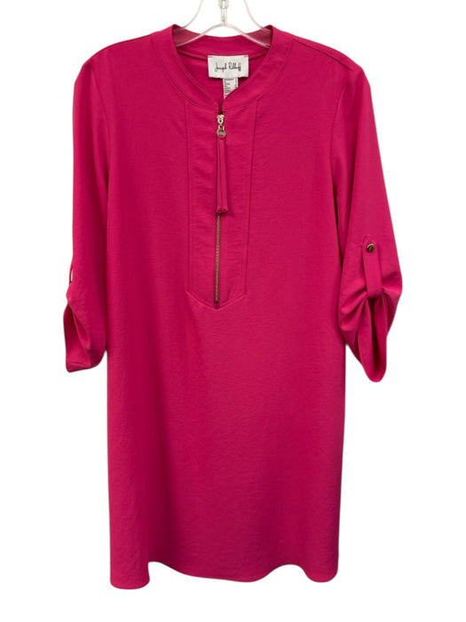 Joseph Ribkoff Size 4 Hot pink Polyester 3/4 Sleeve 1/4 Zip Knee length Dress Hot pink / 4