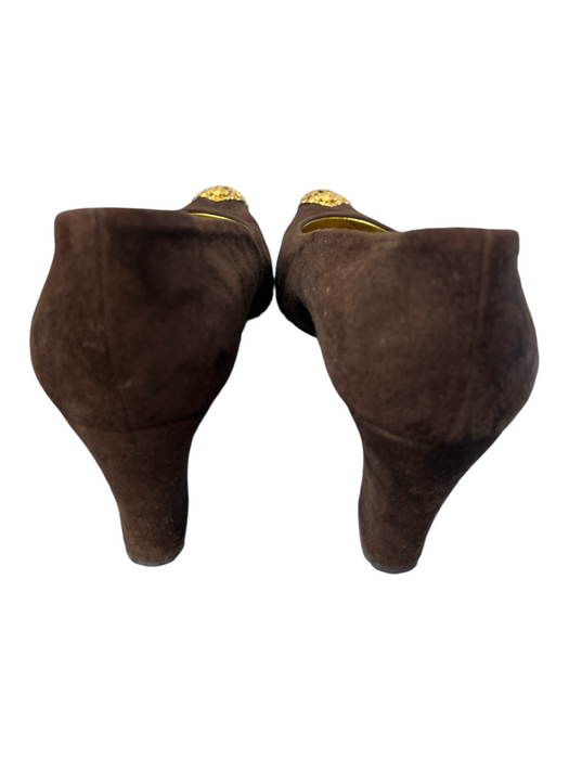 Baldinini Shoe Size 38 Chocolate Suede Gold Toe Cap Pointed Almond Toe Shoes Chocolate / 38