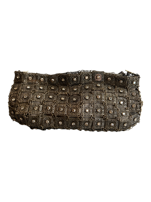 Kenny Ma Gold Metallic Mesh Filigree chain link strap Rhinestones Bag Gold / Mini