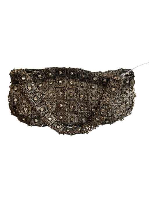 Kenny Ma Gold Metallic Mesh Filigree chain link strap Rhinestones Bag Gold / Mini