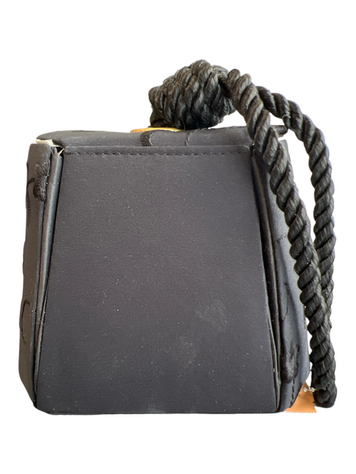 No Brand Black Fabric Cord Wristlet Flap Snap Close Bag Black / Mini