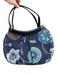 Longchamp Blue & Green Canvas & Leather Double Strap Snap Closure Floral Bag Blue & Green / Medium