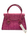 Boldrini Selleria Pink Leather Gold hardware Croc Embossed Top Handles flap Bag Pink / Small