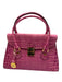 Boldrini Selleria Pink Leather Gold hardware Croc Embossed Top Handles flap Bag Pink / Small