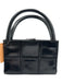 Johnny Farah Black Leather Top Handles Squares Magnetic Close Bag Black / Small