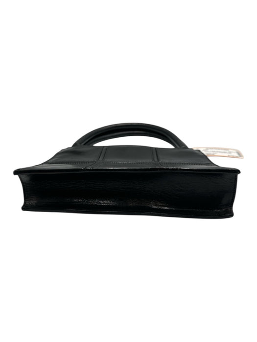 Johnny Farah Black Leather Top Handles Squares Magnetic Close Bag Black / Small