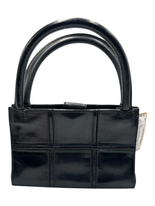 Johnny Farah Black Leather Top Handles Squares Magnetic Close Bag Black / Small