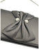 Casablanca Black Satin Flap Bow Rhinestone Clutch Bag Black / Small