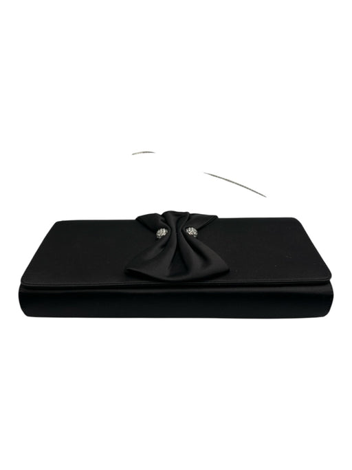 Casablanca Black Satin Flap Bow Rhinestone Clutch Bag Black / Small