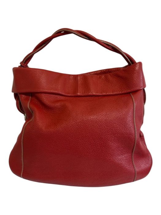 Furla Red Leather Shoulder Strap Twisted strap silver hardware Fold Over Bag Red / Large