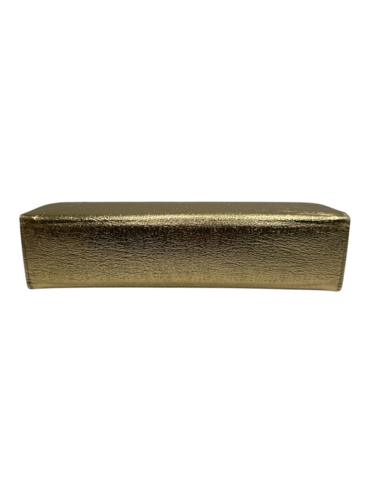 L&M Bags By Edwards Gold Leather Hinge Metallic Clutch Bag Gold / Small