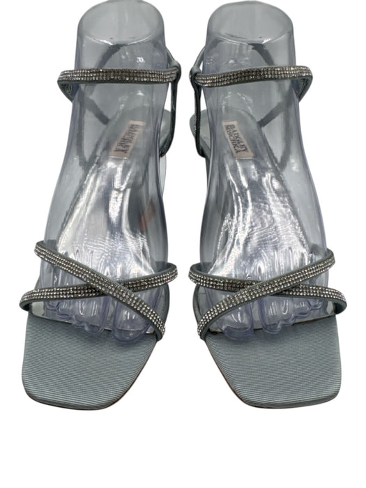 Badgley Mischka Shoe Size 9 Light Blue Textile & Leather Square Toe Wedges Light Blue / 9