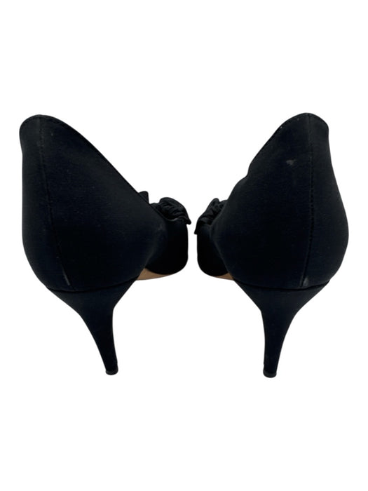 Manolo Blahnik Shoe Size 39 Black Nylon Pointed Toe Gathered Low Heel Pumps Black / 39